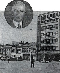 Bucur Bunescu (în medalion) cu celebrul său magazin FOTO Muzeul București