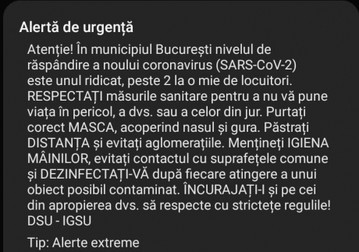 Mesajul RO-Alert transmis azi | Sursa foto: RomaniaTV