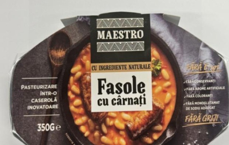 Fasole cu cârnați, retrasă de la vânzare din magazinele Profi și Carrefour, după ce un cumpărător a găsit „un corp străin” în conservă