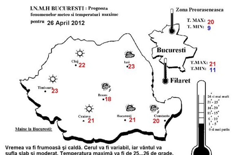 Sfârșitul lunii vine cu temperaturi de 27 de grade Celsius.  Uite cum va fi vremea joi şi vineri!