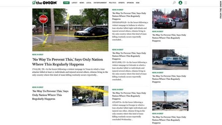 Pagina principală de miercuri a publicației The Onion
