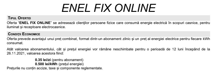 Oferta nouă Enel