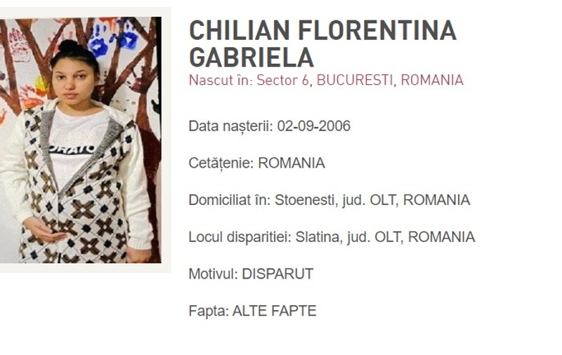O tânără de 17 ani însărcinată a plecat din Spitalul Judeţean de Urgenţă Slatina. Poliţia cere ajutorul populaţiei pentru găsirea ei