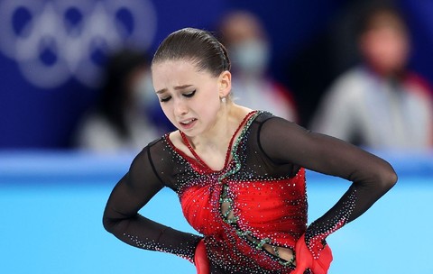 Kamila Valieva, dezamăgită pe gheață. Foto: Getty