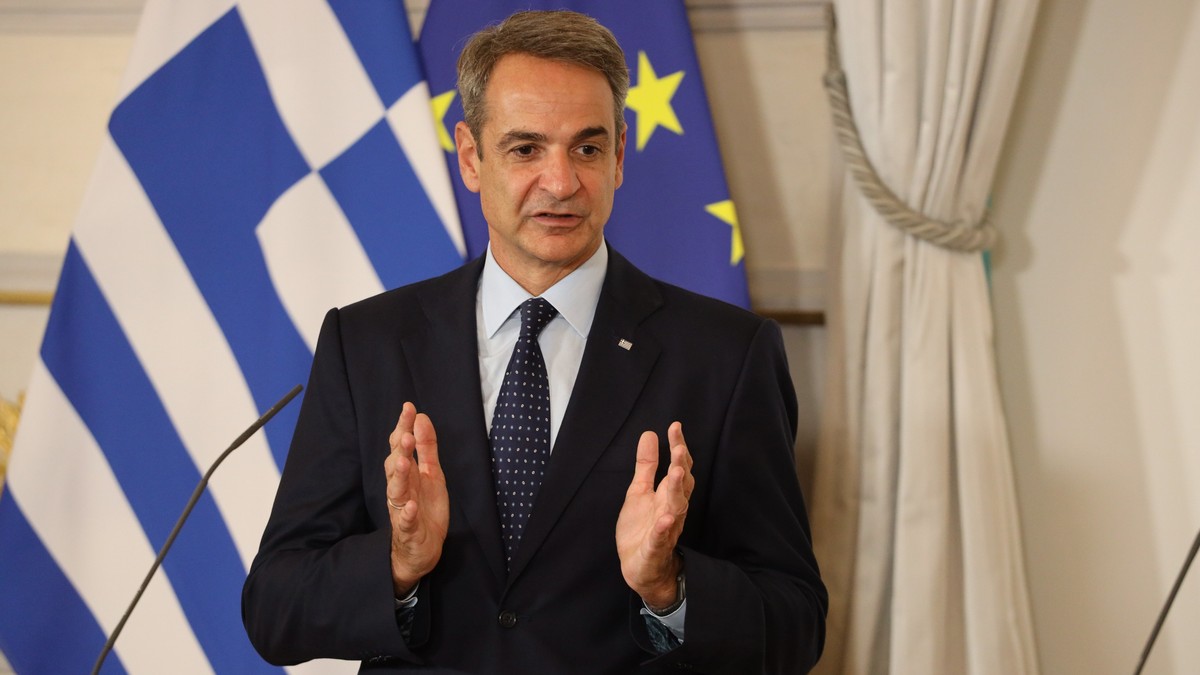 Kyriakos Mitsotakis, premierul Greciei, în timpul vizitei la Viena, din 11 septembrie. FOTO Profimedia
