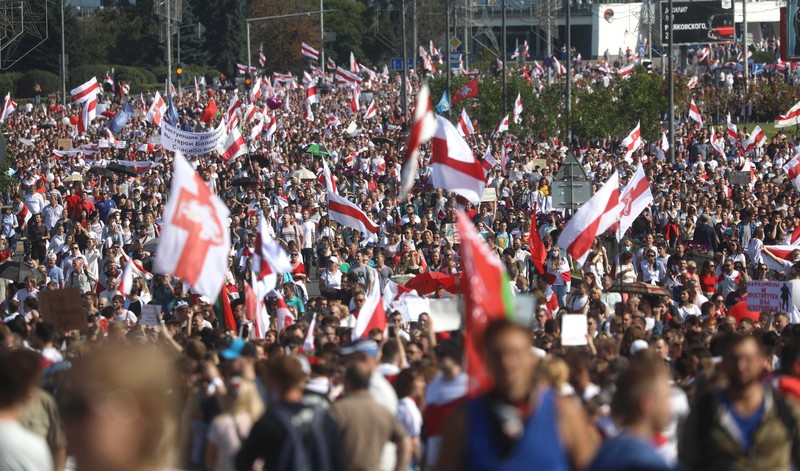 Proteste în Minsk față de rezultatele alegerilor președințiale, 30 august 2020 | Foto: Profimedia