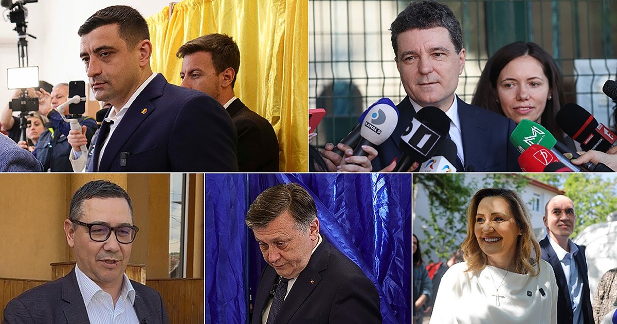Colaj cu fotografii ale cinci dintre cei 11 candidați la alegerile prezidențiale din 4 mai 2025