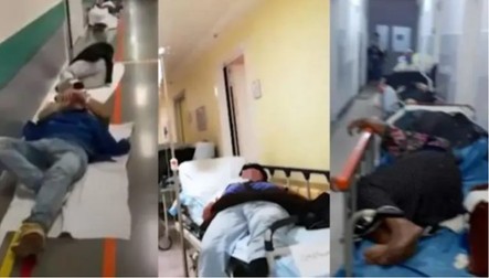 Situația de la Ploiești amintește de cea din Spania și Italia, două dintre țările europene afectate grav la începutul crizei COVID-19. În stânga sunt pacienți din Spania care așteaptă rezultatele dormind pe jos, în centru din Italia, iar în dreapta din Ploiești