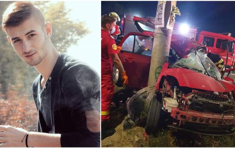 Cristian avea 22 de ani și a murit pe loc, aseară, la mare. Iubita tocmai își luase permisul și a intrat cu mașina într-un stâlp - VIDEO