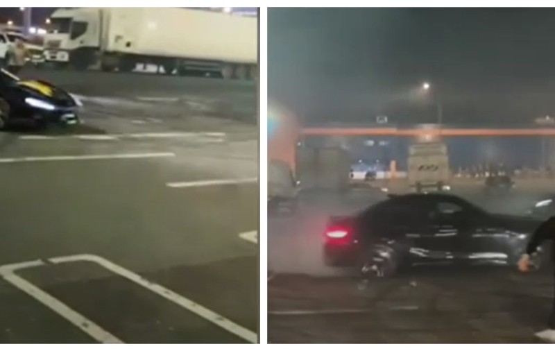 Drifturi cu bolizi de lux, în parcarea unui mall din București. „Tu știi cum s-a oprit? Milimetric”