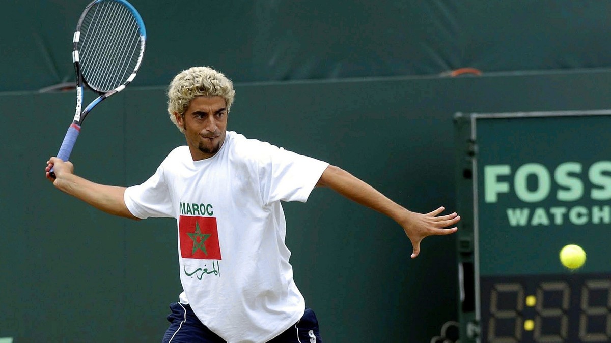 Morocco's Mehdi Tahiri during a practice session for the Davis Cup World Group playoof