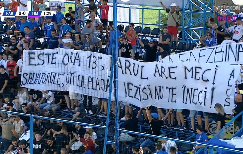 Mesaj dur pentru Ciprian Marica din partea galeriei Farului: ”Farul are meci / Salvatorule, eşti la plajă? Vezi să nu te îneci”