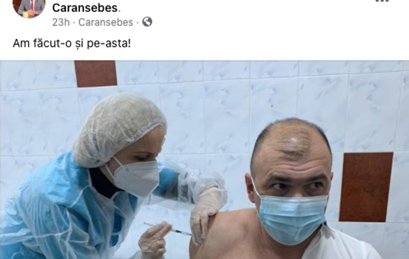 Încă un edil a sărit rândul și s-a vaccinat anti-Covid. Primarul din Caransebeș: „Încerc să fiu un exemplu, de data asta pozitiv”