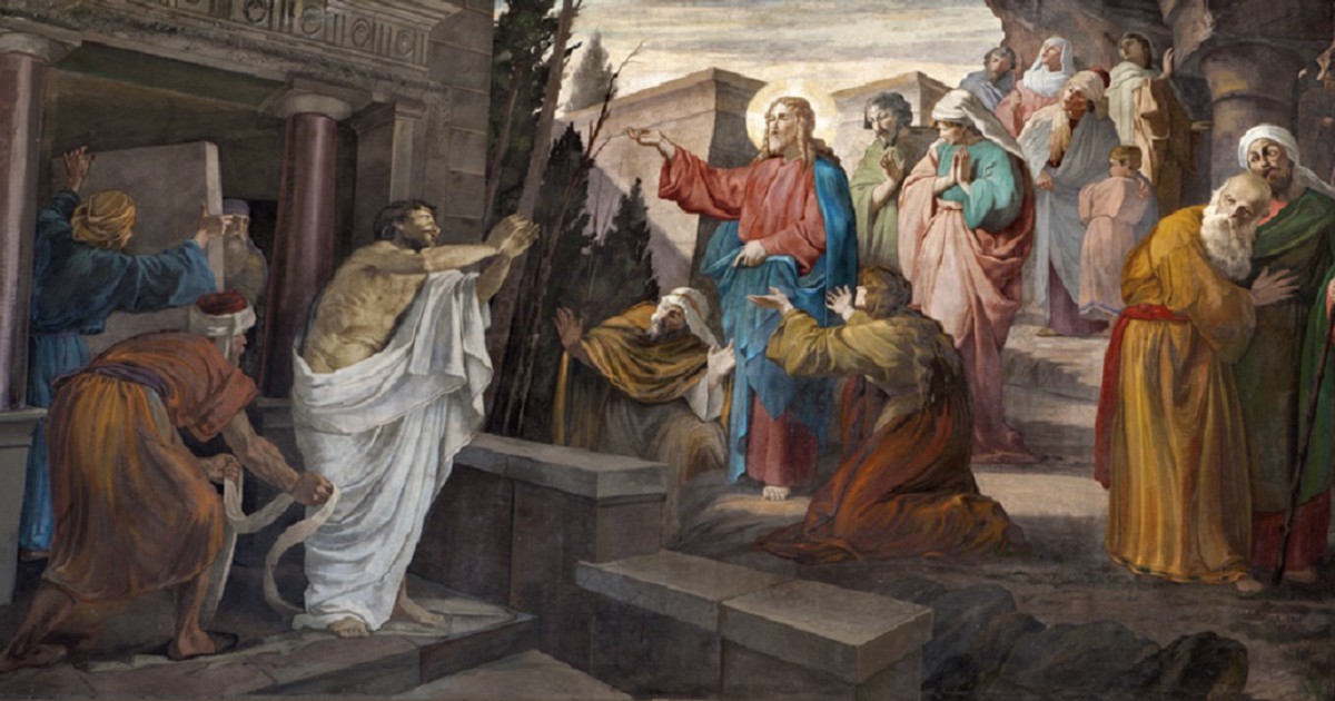 Pictura cu Învierea lui Lazăr din biserica San Giorgio din Milano, Italia