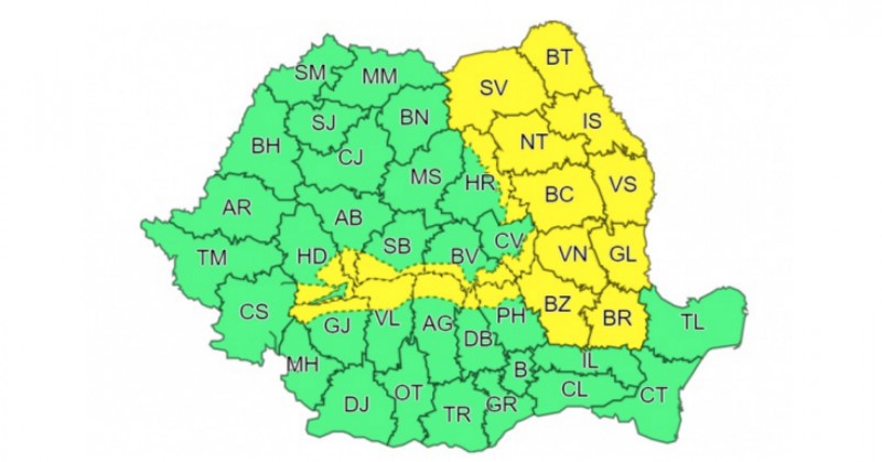 Județele vizate de cod galben de ninsori