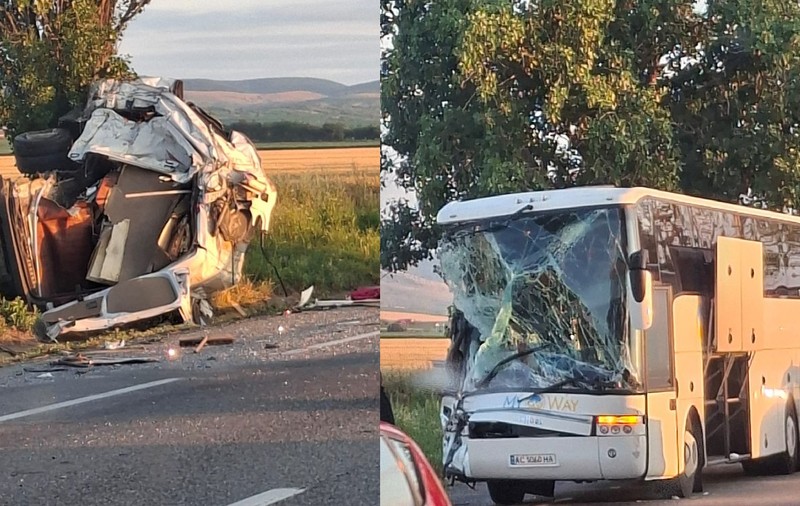 Un autocar cu 60 de ucraineni, implicat într-un accident cu un microbuz pe E85/DN2. Un om a murit, alți 5 au ajuns la spital