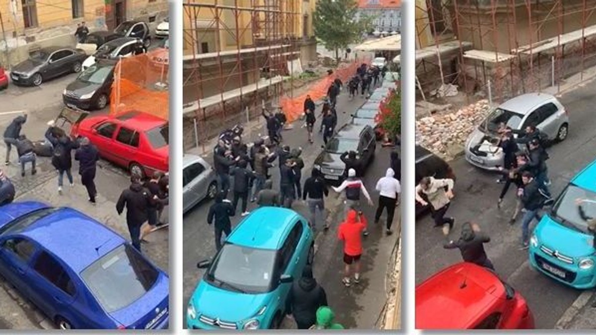 Bătaie între fanii echipelor Dinamo și Poli Timișoara, în centrul Timișoarei. Au intervenit polițiștii și jandarmii / VIDEO