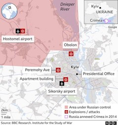 Situația din jurul capitalei Kiev. Grafic BBC