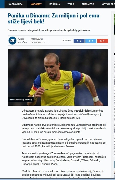 Anunţul presei croate