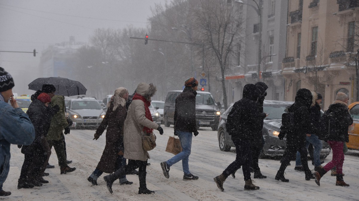Ninsori, lapoviţă şi polei, în intervalul 9-11 ianuarie. O ambulanță și alte mașini îți fac loc prin viscol. Pompieri care înlătură crengile unui copac, plin de zăpadă, căzut pete o mașină