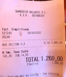 Nota de plată a consumației echipei germane