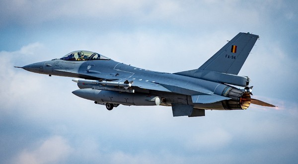 Un avion General Dynamics F-16AM Fighting Falcon al Forțelor Aeriene Belgiene. 3 februarie 2024.