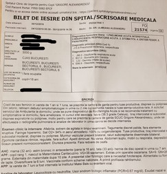 Biletul de externare după Crăciunul petrecut la "Grigore Alexandrescu"