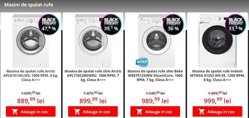 O parte din reducerile la mașini de spălat rufe la Flanco de Black Friday 2020