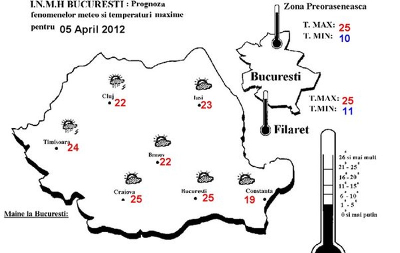 Caldă, dar instabilă. Află ce temperaturi vor fi joi și vineri!