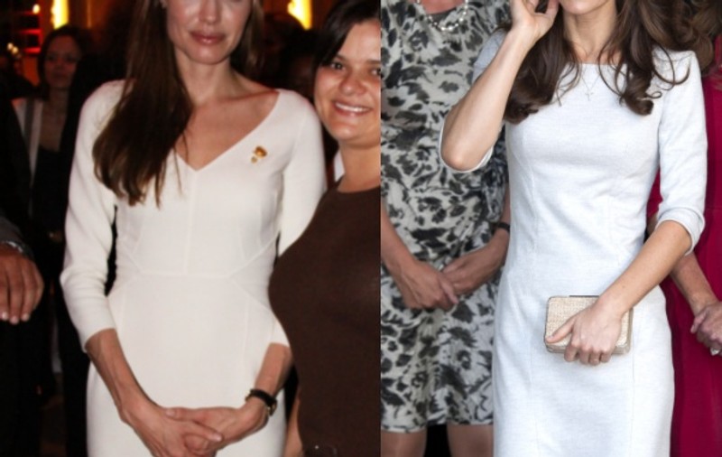 Cine arată mai bine în rochie bej? Kate Middleton sau Angelina Jolie?
