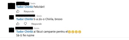 Răspunsurile internauților pentru Tudor Chirilă. Sursa foto: captură Facebook / Nicușor Dan