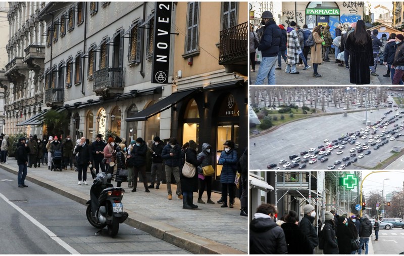 De ajunul Crăciunului, italienii au stat la cozi uriașe pentru a se testa anti-COVID, după ce restricțiile au fost înăsprite
