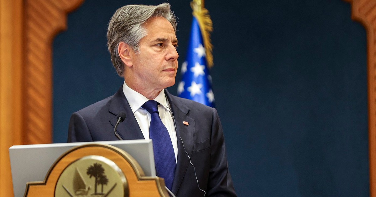 Antony Blinken în timpul unei conferințe de presă la Doha, Qatar Foto: Profimedia