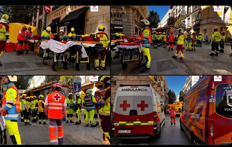 O clădire s-a prăbușit în centrul orașului Madrid: există victime. Clădirile vecine, evacuate