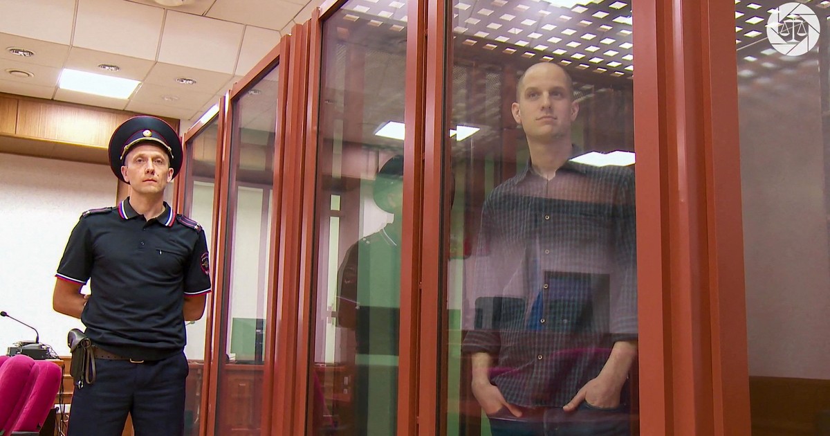 Evan Gershkovich în timpul procesului Foto: Hepta