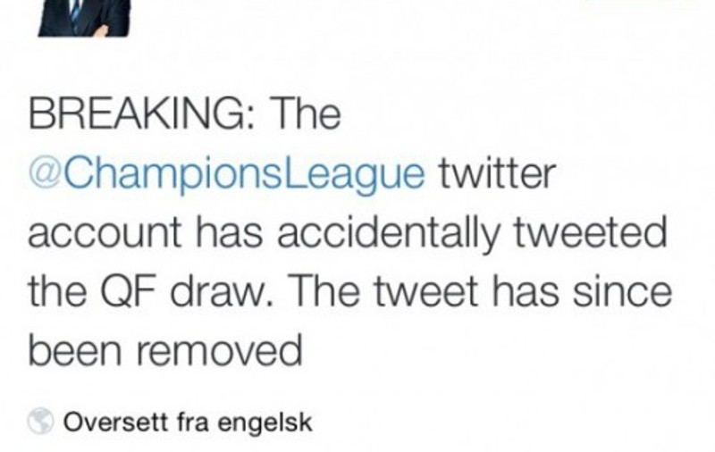 Ce gafă! UEFA a publicat pe Twitter partidele din sferturile de finală ale Ligii Campionilor