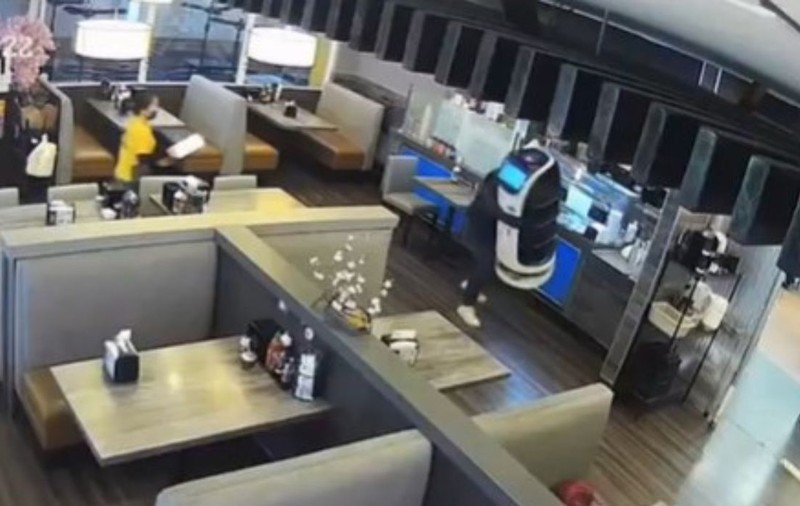 Un hoț a vrut să fure chelnerul robot în valoare de 18.000 de dolari dintr-un restaurant din California. Colegii l-au salvat pe „angajat” | VIDEO