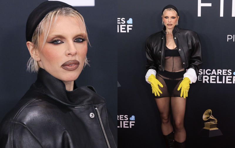 Julia Fox a uitat că e pe covorul roșu. A venit îmbrăcată la Premiile Grammy în lenjerie intimă și mănuși de bucătărie