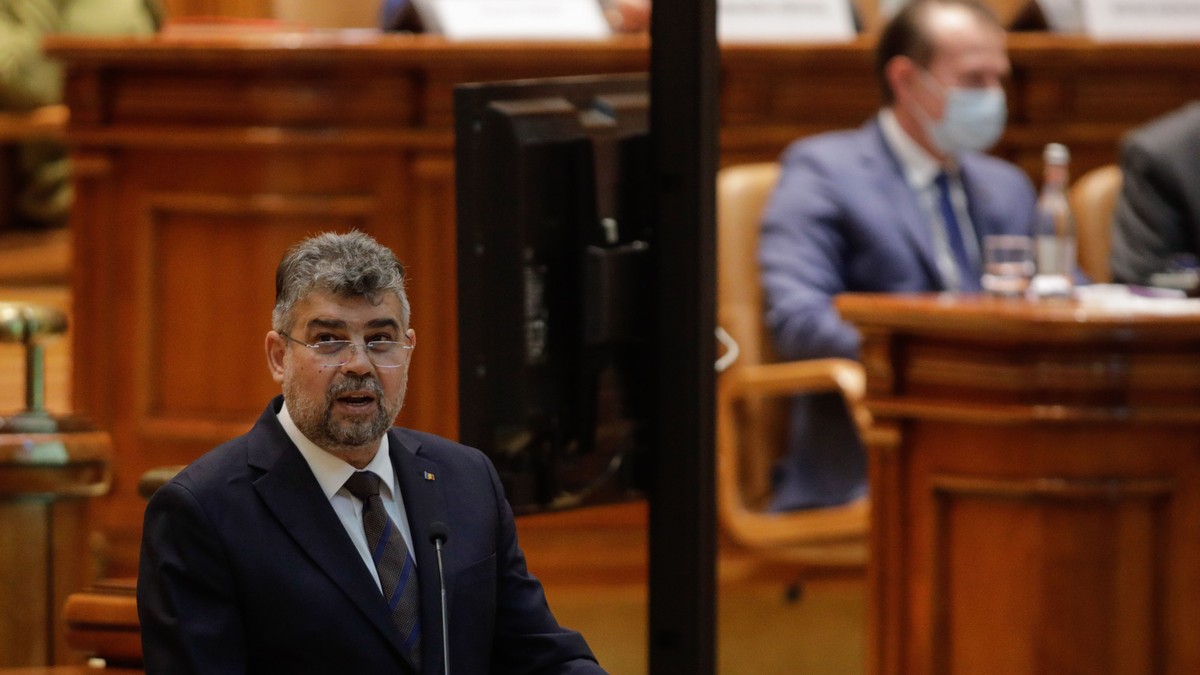Marcel Ciolacu, președintele PSD, la moțiunea de cenzură împotriva Guvernului Cîțu. Foto: Inquam Photos / George Călin