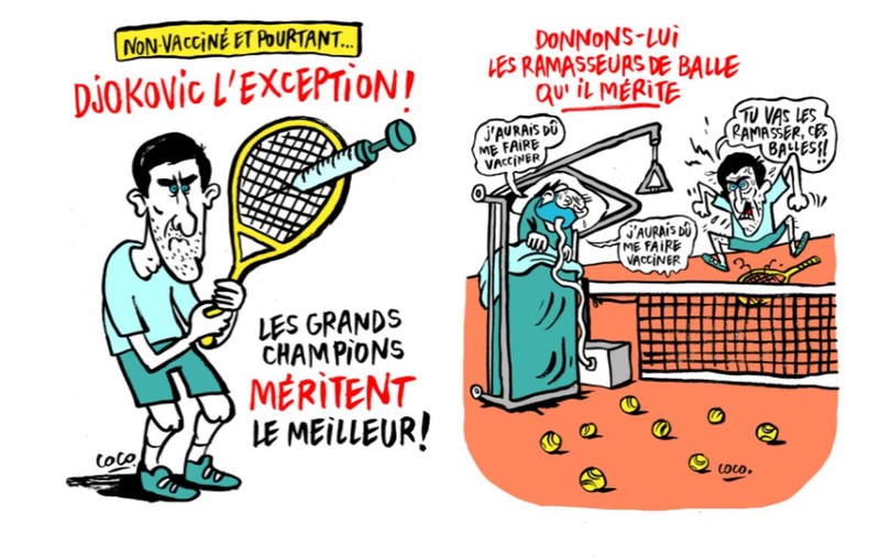 Charlie Hebdo publică o serie de caricaturi cu Novak Djokovic: "Vino în Franța, îți vei găsi fericirea printre antivacciniștii noștri!"