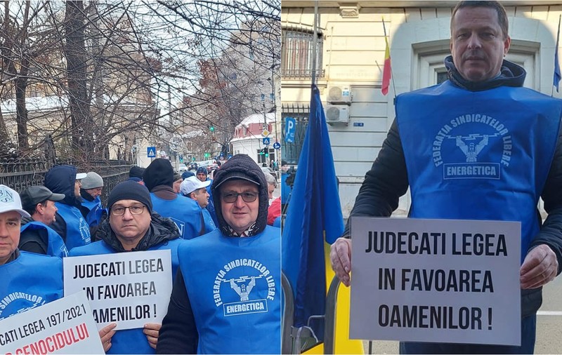 Protest al sindicatelor din domeniul energiei în faţa Înaltei Curţi de Casaţie şi Justiţie: „Condițiile de muncă din subunitățile de producție ale CEO nu sunt un moft”