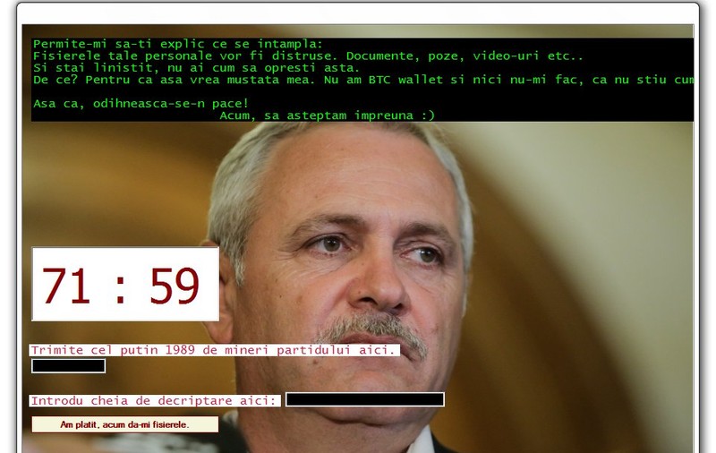 Virus de tip ransomware cu numele lui Liviu Dragnea. "Nu mor caii când vor câinii"