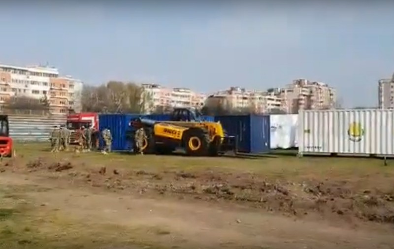 VIDEO: Stadiul lucrărilor pentru spitalul militar mobil din Constanța. Va trata cazuri medii și ușoare de COVID-19