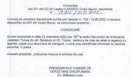 Extras din convocarea primită pe e-mail de medicul Georgiana Chiriță