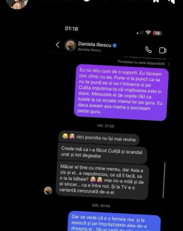 Reacția Danielei, iubita lui Culiță Sterp, după ce Mara Bănică a publicat o conversație în care vorbea urât de mama Geta: „Făceam circ zilnic cu ea”
