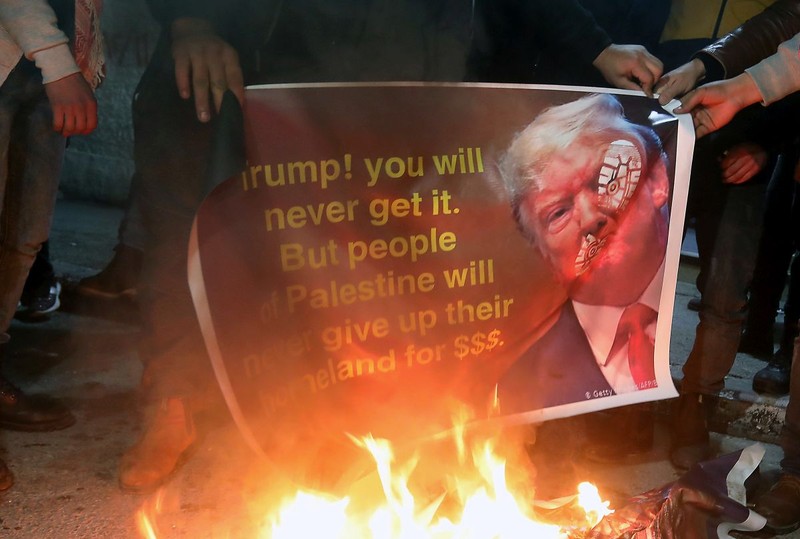 Protest palestinian în Cisiordania, față de planul de pace al lui Trump FOTO: EPA