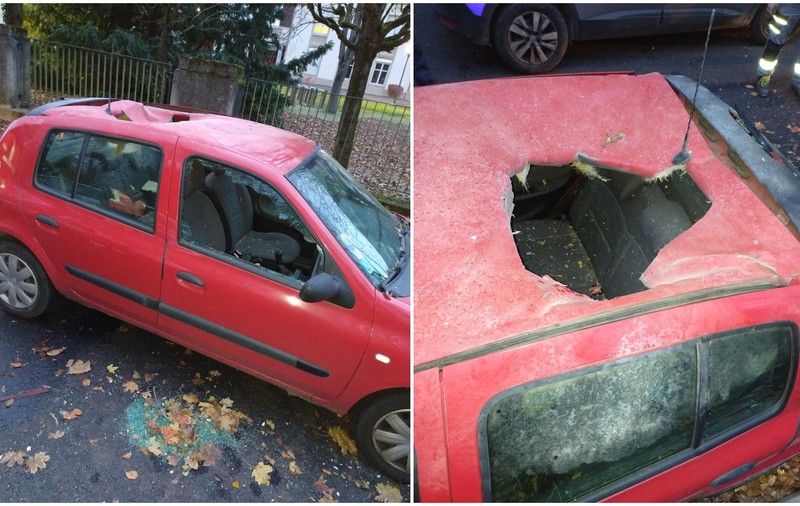 Gaură de 50 de centimetri în plafonul unei mașini din Strasbourg. Poliția crede că a căzut un meteorit