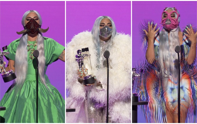 Lady Gaga, în centrul atenției la gala MTV Video Music Awards. Cântăreața, paradă de modă cu măștile de protecție