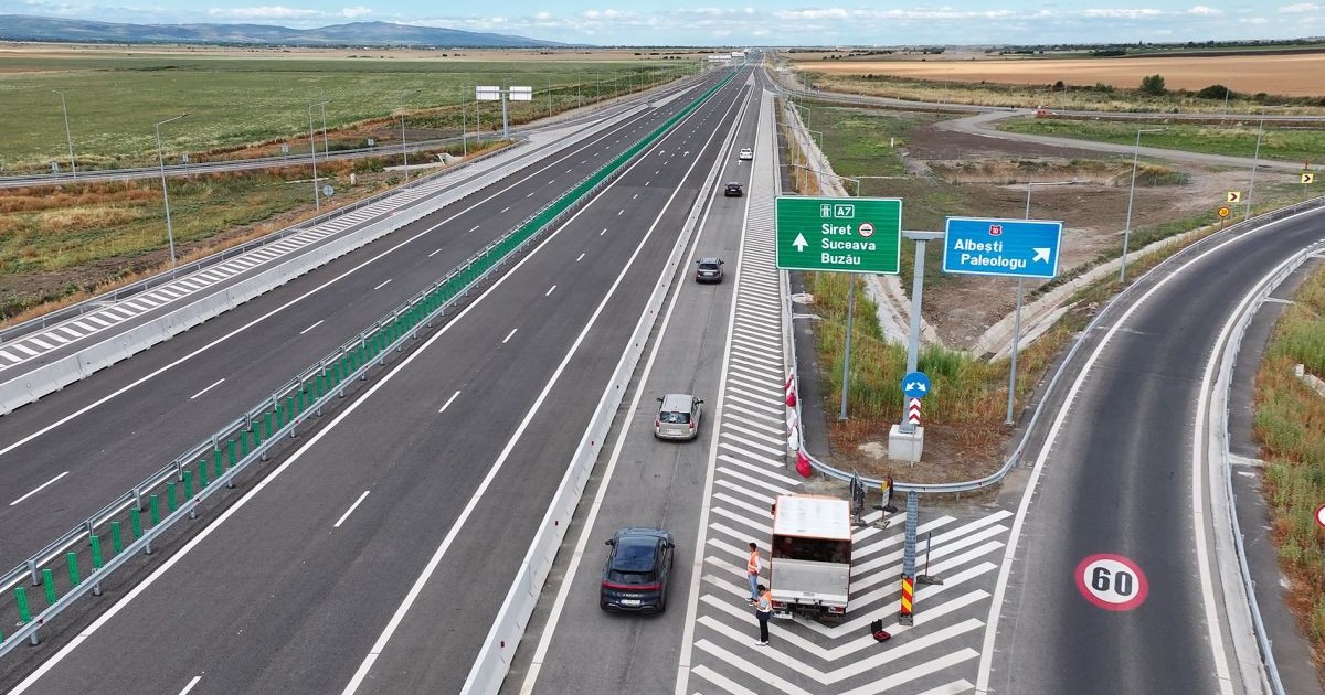 Tronson din Autostrada A 7, la ieșirea spre Albești Paleologu (Prahova), noiembrie 2025