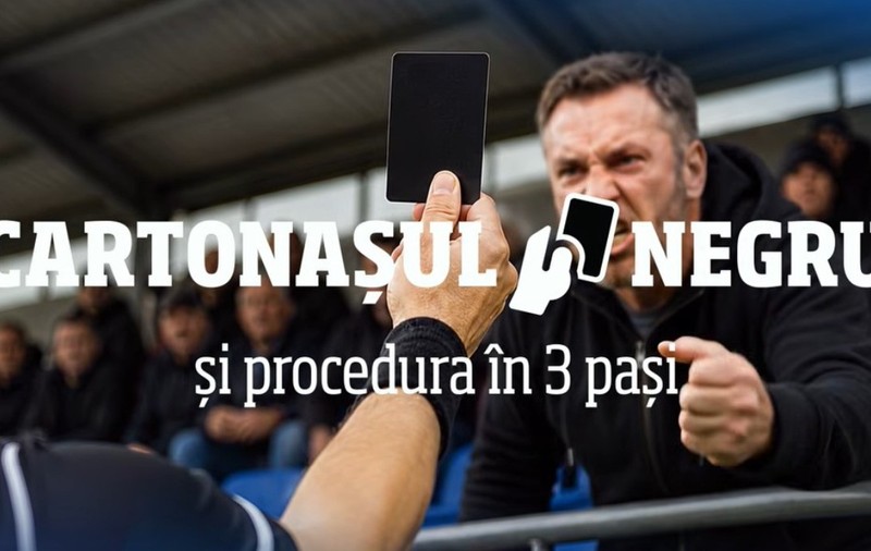 Un arbitru care arată Cartonașul Negru la un meci de fotbal